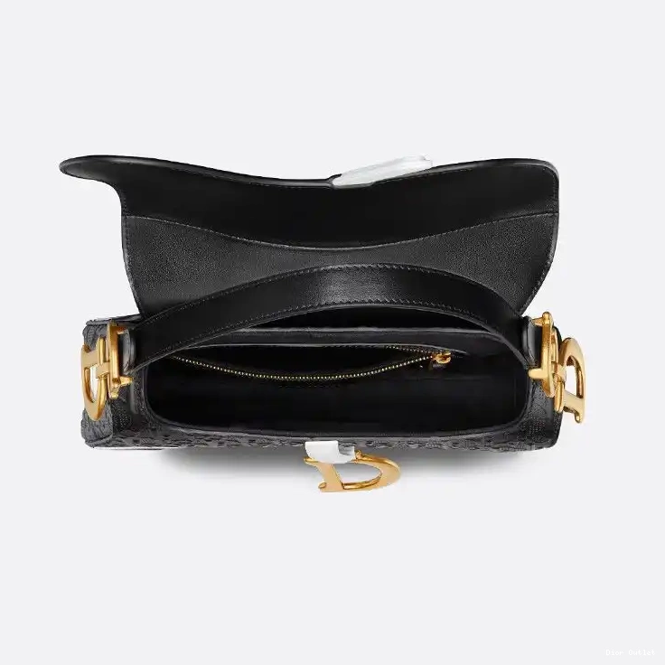 Dior Factory Outlet Saddle Oblique Black Embossed Calfskin Christian White Bag Dior 0502